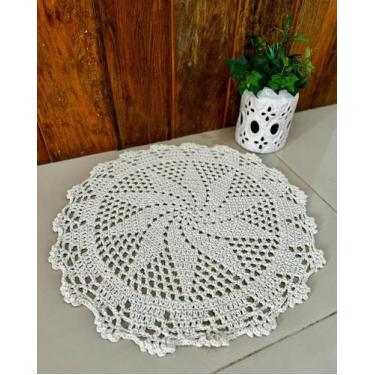 Imagem de Tapete Redondo 63cm Crochê Artesanal - Maria Croche Veronez, Cru