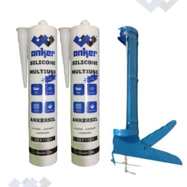 Imagem de Kit 2 Silicone Adesivo Acético + 1 Pistola Aplicador Vedação - Anker, 