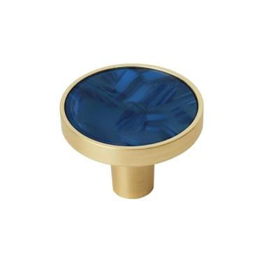 Imagem de Amerock 2PK36971NVB Accents Puxador de armário redondo | Puxador de móveis | Puxador decorativo de gaveta dourado/azul marinho