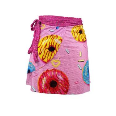 Imagem de Saida de praia saia canga curta pink donuts piscina  - Stelatto