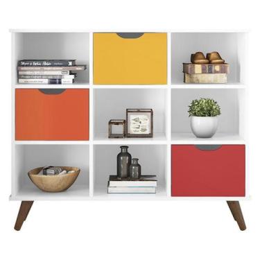 Imagem de Nicho Organizador Retrô 3 Gavetas Branco Colors - Qmovi