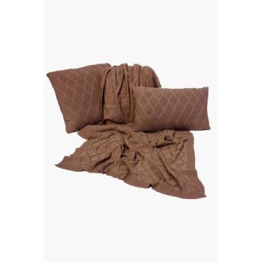 Imagem de Peseira Tricô Losango HomeBliss, Marrom, Queen 230x85cms