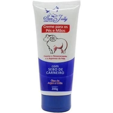 Imagem de Creme para Mãos e Pés Com Sebo De Carneiro San Jully 200g, Branco