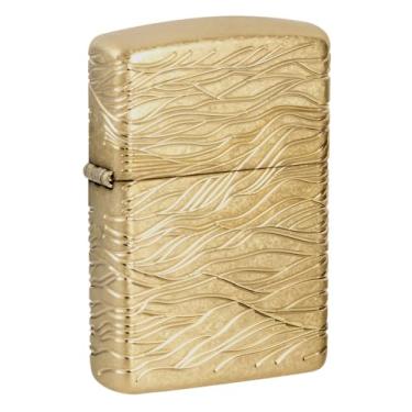 Imagem de Zippo Isqueiro de bolso de latão ondulado com design de ondas luxuosas