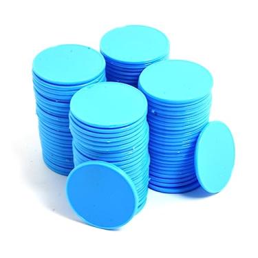 Imagem de Smartdealspro 100 peças de 32 mm/1,26 polegadas opaco plástico aprendendo contadores discos, mini fichas de pôquer jogo fichas com caixa de armazenamento (azul celeste)