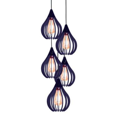 Imagem de Combo 5 Pendentes Chile, Luminária de Teto Cozinha e Sala, Lustre Gota