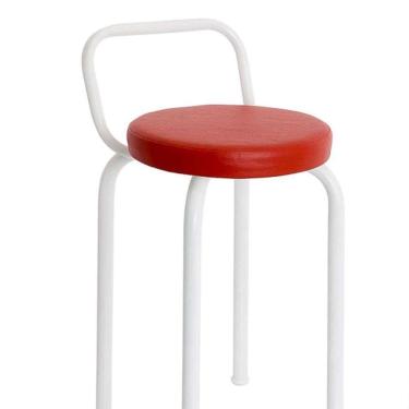 Imagem de Banco Baixo Premium 47 Cm para Cozinha Vermelho/Branco