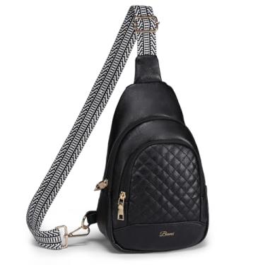 Imagem de BIAVOI Bolsa tiracolo feminina antifurto com RFID, pequena, com fecho de zíper, pochete de couro vegano para viagens, Preto