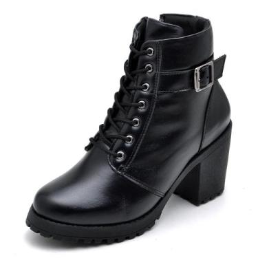 Imagem de Bota Coturno Feminino Top Franca Shoes Motociclista Confort Preto, 38