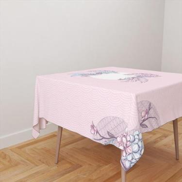 Imagem de Toalha De Mesa Quadrada 4 Lugares Tecido Oxford Pavão Dupla Rosa TL225