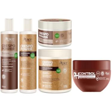Imagem de Kit Crespo Power Apse Anti Porosidade Capilar 5 Produtos Completo Com Mascara Ph Control 280g