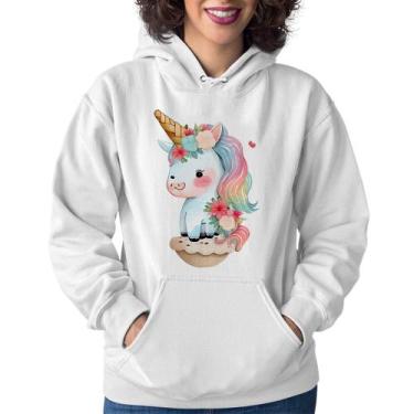 Imagem de Moletom Feminino Unicórnio Bebê - Foca na Moda, Branco, M