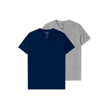 Imagem de Kit com 2 Camisetas Masculina Malwee 1000004422, Azul marinho, XGG