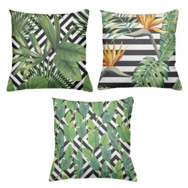 Imagem de Kit 3 Almofadas Decorativas Cheias 40 x 40 Folhas - Deluzz