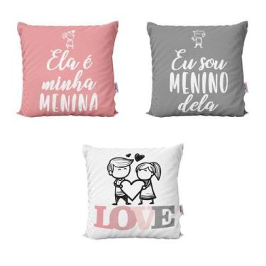 Imagem de Capas de Almofadas Personalizadas Rosa e Cinza Ela é minha Menina Para