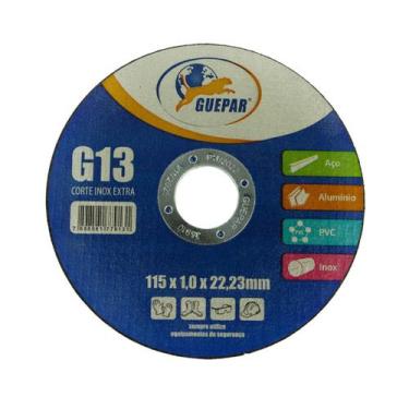 Imagem de 100 Disco de corte Fino Guepar 4.1/2 115mm Aço Alumínio Inox, Azul e c