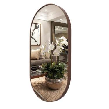 Imagem de Espelho Decorativo Vidro Oval Redondo Suspenso Banheiro Sala - VSA, Ca