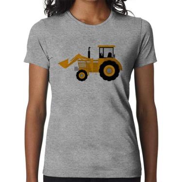 Imagem de Baby Look Trator Pá Carregadeira Amarelo - Foca na Moda, Cinza, GGG