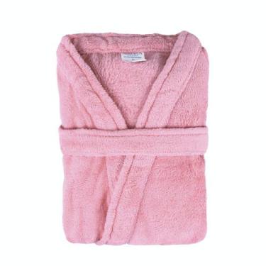 Imagem de Roupão Chronos Plush Microfibra Kimono Tamanho P - Veludo Rosa - Bia E
