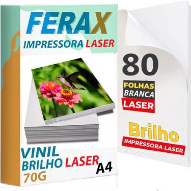 Imagem de 80 Adesivos Vinil Branco Brilho Para Impressora LASER A4 - FERAX, Bran