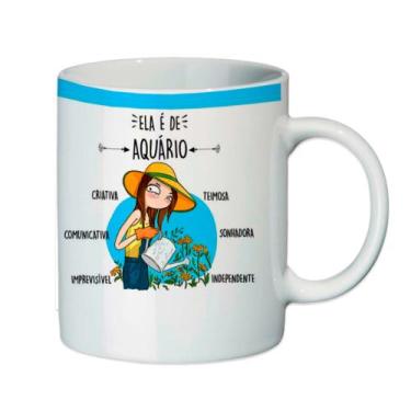 Imagem de Caneca com ilustrações sobre o signo de aquário - sublime 