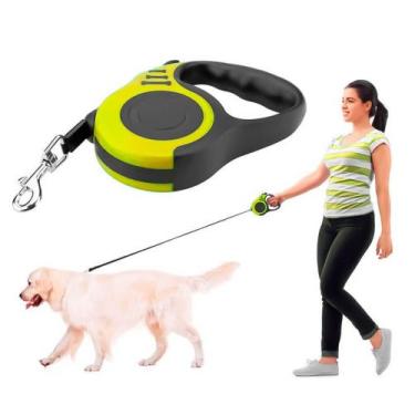Imagem de Guia Retrátil Para Cães, Gatos, Resistente 3 Metros Amarelo - luatek