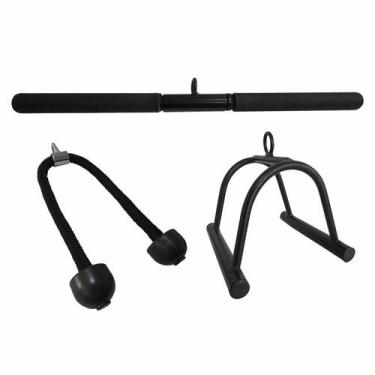 Imagem de Kit 3 Barras Puxadores Triceps Pulley Corda Reto E Triangulo - FamaFit