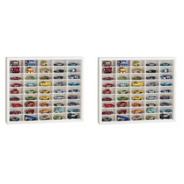 Imagem de 2 Estante Luxo Para 45 Hot Wheels Miniaturas Cor Branca P-01 - Nobre M