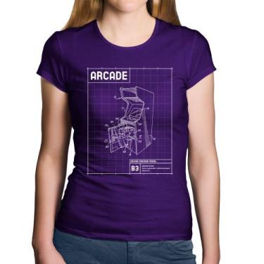 Imagem de Baby Look Algodão Arcade Fliperama Projeto - Foca na Moda, Roxo, GG