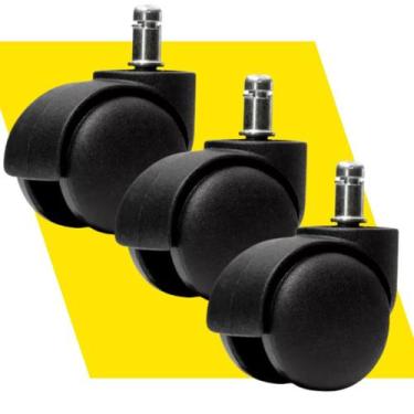 Imagem de KIT C/ 3 Rodas Rodinha Rodízio Para Cadeira De Escritório Giratória - 