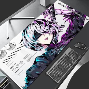 Imagem de Mousepad Gamer Extendido Nier Automata 2B - Anime Sexy - Preto e Branc