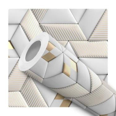 Imagem de Papel De Parede Vinílico Geometrico Dourado Efeito Visual 3D Sala 10m 