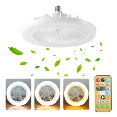 Imagem de Ventilador De Teto 30w Luzes Controle Remoto Diâmetro 25 Cm Branco Fre