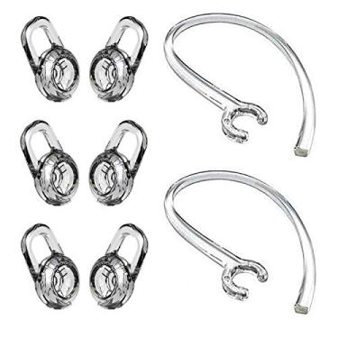 Imagem de Conjunto de argolas e pontas de ouvido BLLQ Repalcing para fones de ouvido Plantronics M180 M155 M165 M100 M1100 Explorer 500, tampões de gel Eartips 6 peças e ganchos de orelha 2 peças, Clear, Medium
