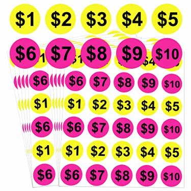 Imagem de Adesivos de preço de venda de garagem, 600 peças, 2,5 cm, adesivos de preços pré-impressos no mercado de pulgas - etiquetas de preço pré-impressas em dólar, preços pré-preços, adesivos de vendas de garagem para quintal, garagem, venda de feira