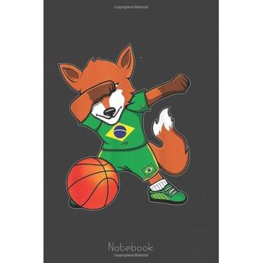 Imagem de Dabbing Fox Brazil Basketball Fans Brazilian Flag Notebook: A blank lined basketball notebook 6x9 in 110 Pages that makes a fun basketball gift for ... women's basketball, team basketball gifts