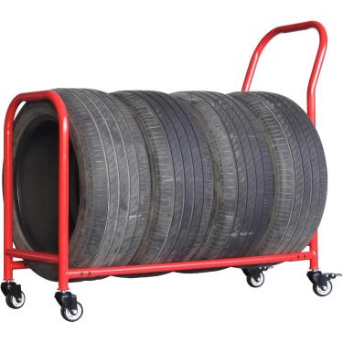 Imagem de Prateleiras de armazenamento de várias camadas para rack de pneus rolantes, trailer de armazenamento e transporte de pneus de metal, carrinho de prateleira de armazenamento de pneus móvel co