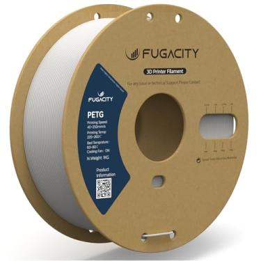 Imagem de Fugacity Filamento PETG 1,75 mm, filamento de impressora 3D branco carretel de 1 kg (N.W 1.0 kg), precisão dimensional +/- 0,02 mm, efeito de impressão aprimorado para a maioria das impressoras 3D FDM