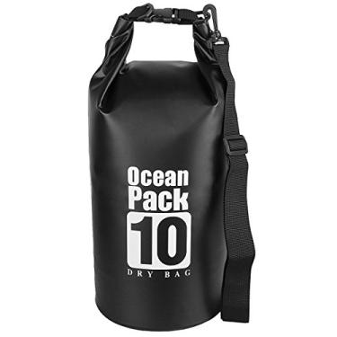 Imagem de Mochila impermeável Sportmusies 10L/20L/30L, mochila roll-top Keep Gear Dry para caiaque, rafting, barco, natação, acampamento, caminhada, pesca, Black/10 Liters, 10 Liters