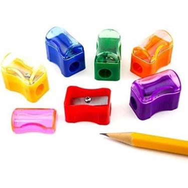 Imagem de Apontadores de lápis de plástico em miniatura de cores sortidas com 72 peças da Tytroy Bulk com capas para materiais escolares e de sala de aula