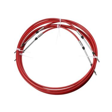 Imagem de Partuto 2 peças 4 metros 4 metros 157 polegadas Marine Type 3300 / 33C cabo de caixa de controle remoto de mudança do acelerador para Yamaha motor de popa barco motor de direção vermelho substituição
