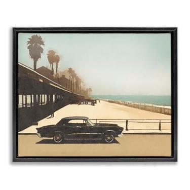 Imagem de Stupell Industries Under The Pier Classic Car Framed Floater Canvas Wall Art Design por Noah Bay, moldura flutuante preta, 78 x 63 cm
