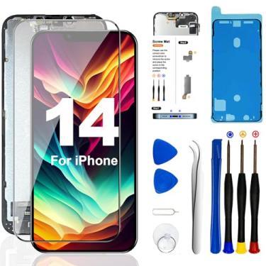 Imagem de LMQ Tela de substituição para iPhone 14 de 6,1 polegadas, tela LCD Full HD, montagem digitalizadora 3D compatível com (A2649, A2881, A2884, A2883, A28820) com ferramentas de reparo + protetor de tela