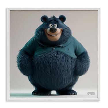 Imagem de Stupell Industries Urso preto com camisa emoldurada giclée arte de parede por RB, moldura branca, 12 x 12