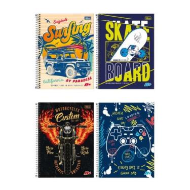 Imagem de Kit 4 Caderno Escolar Espiral D+ Tilibra 96 Folhas 200x275mm  Universi