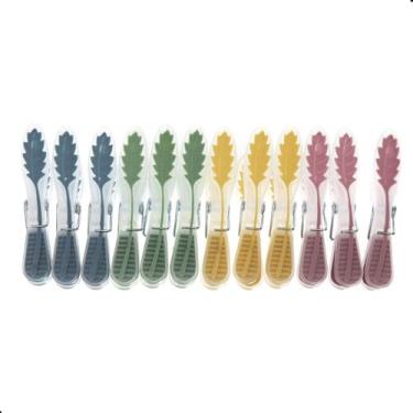 Imagem de Pregador de Roupas Plástico Resistente Emborrachado Oba Folha 12 Unida