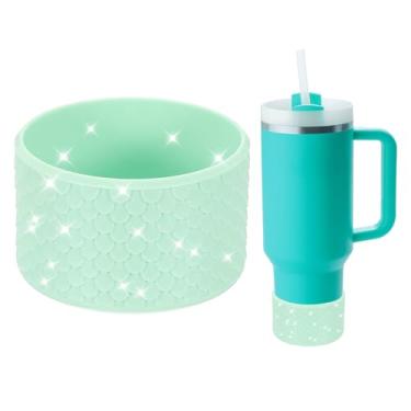 Imagem de PATIKIL Bota de silicone para garrafa de água para copo de 340 a 1,134 g, capa protetora antiderrapante com fundo de água, capa protetora para garrafa de água, caneca e acessórios de copo, verde menta