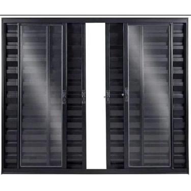 Imagem de Veneziana 6 folhas 1,20 x 1,20 alumínio preto - Alfa Esquadrias, Único