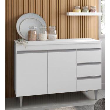 Imagem de Balcão Gabinete Branco Andréia 1 metro Com Tampo AJL