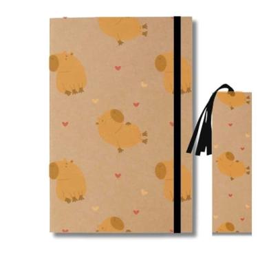 Imagem de Caderno Kraft A5-50 Folhas + Marcador de Página Capivara Fofa 03